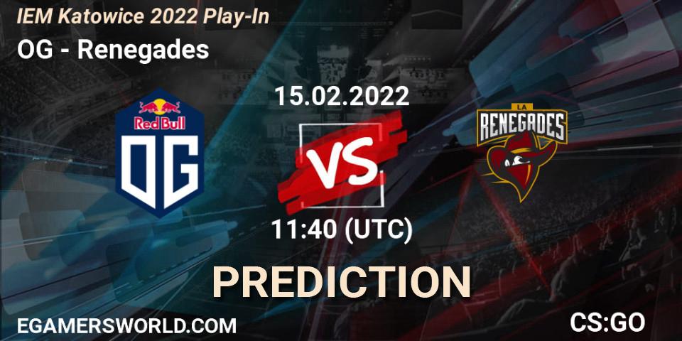 OG vs Renegades: Match Prediction. 15.02.2022 at 12:05, Counter-Strike (CS2), IEM Katowice 2022 Play-In