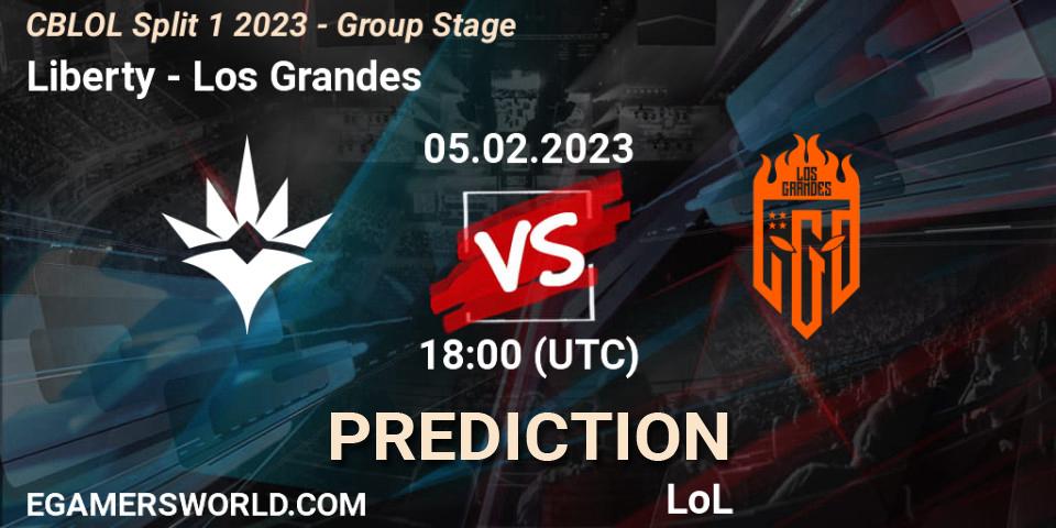 Liberty vs Los Grandes: Match Prediction. 05.02.23, LoL, CBLOL Split 1 2023 - Group Stage