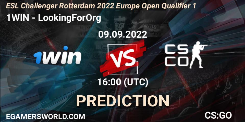 1WIN vs LookingForOrg: Match Prediction. 09.09.2022 at 16:00, Counter-Strike (CS2), ESL Challenger Rotterdam 2022 Europe Open Qualifier 1