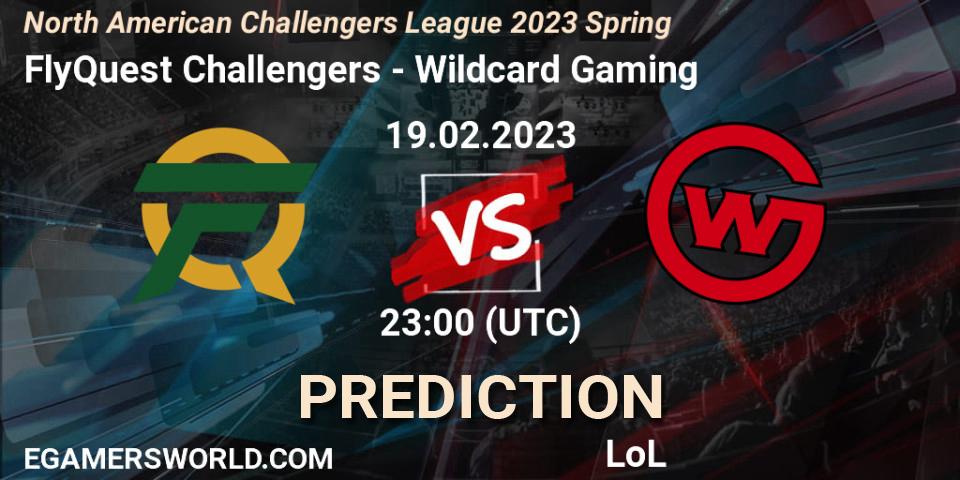 FlyQuest Challengers vs Wildcard Gaming: Match Prediction. 19.02.2023 at 23:00, LoL, NACL 2023 Spring - Group Stage