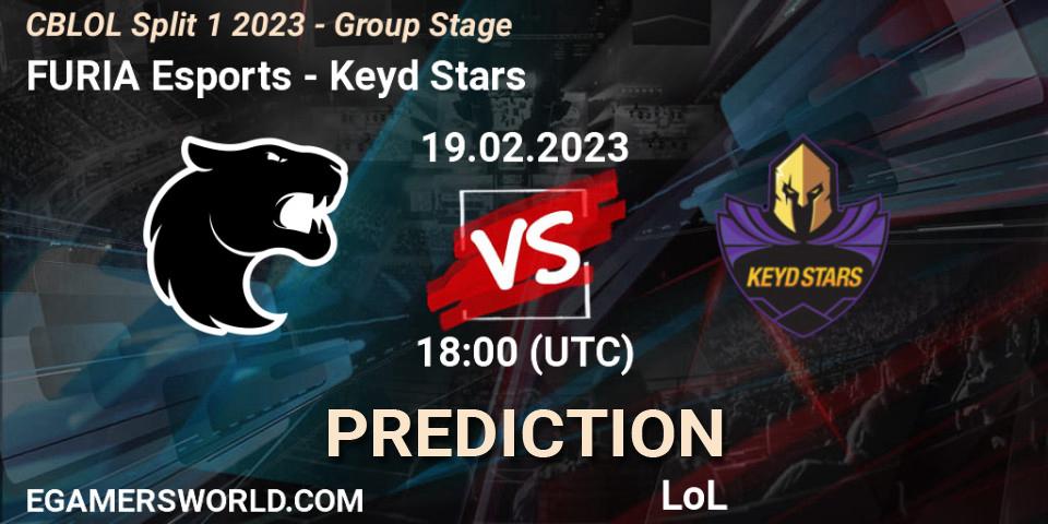 FURIA Esports vs Keyd Stars: Match Prediction. 19.02.23, LoL, CBLOL Split 1 2023 - Group Stage