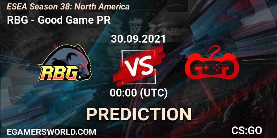 RBG vs Good Game PR: Match Prediction. 30.09.21, CS2 (CS:GO), ESEA Season 38: North America 