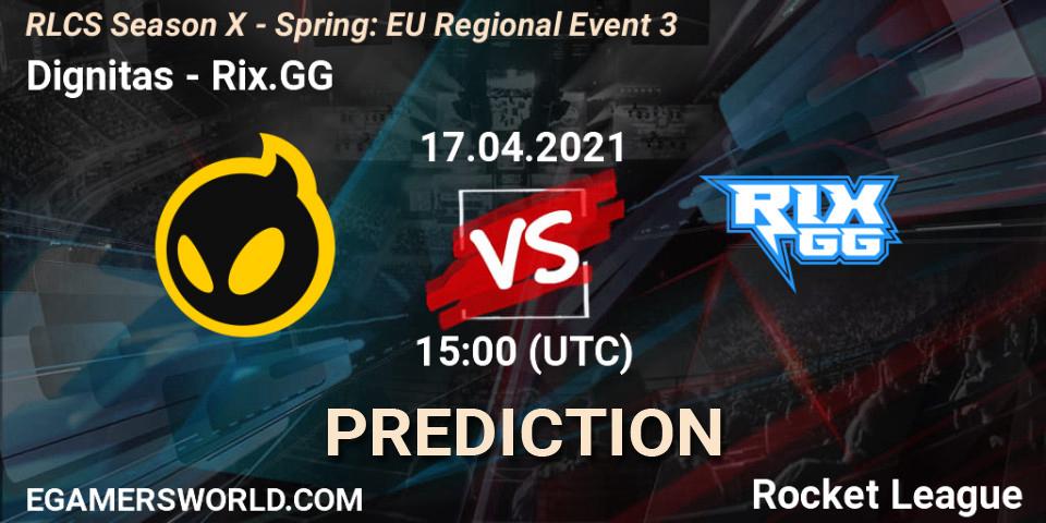 Dignitas vs Rix.GG: Match Prediction. 17.04.2021 at 15:00, Rocket League, RLCS Season X - Spring: EU Regional Event 3