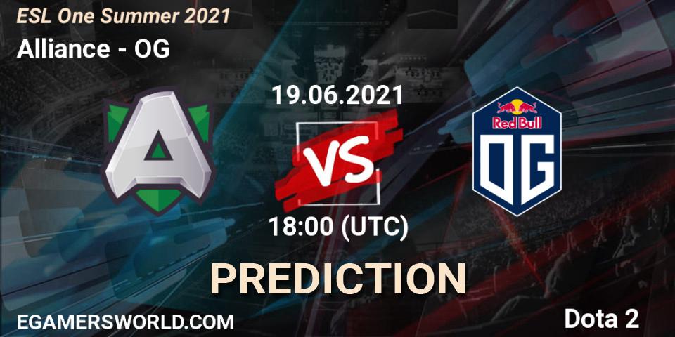 Alliance vs OG: Match Prediction. 19.06.21, Dota 2, ESL One Summer 2021