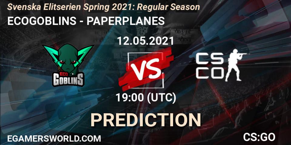 ECOGOBLINS vs PAPERPLANES: Match Prediction. 12.05.2021 at 19:00, Counter-Strike (CS2), Svenska Elitserien Spring 2021: Regular Season