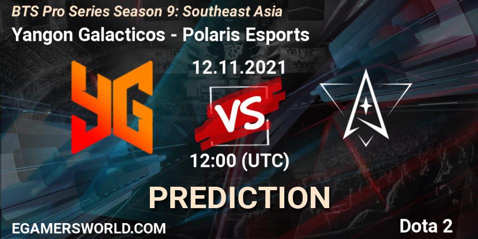 Yangon Galacticos vs Polaris Esports: Match Prediction. 12.11.2021 at 11:18, Dota 2, BTS Pro Series Season 9: Southeast Asia