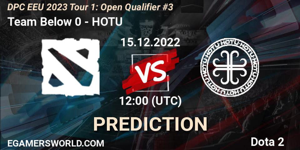 Team Below 0 vs HOTU: Match Prediction. 15.12.2022 at 12:00, Dota 2, DPC EEU 2023 Tour 1: Open Qualifier #3