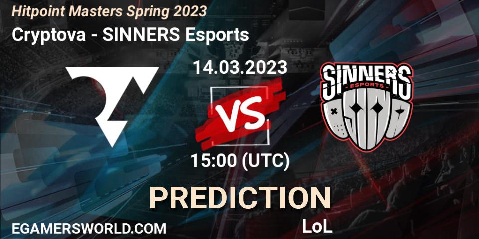 Cryptova vs SINNERS Esports: Match Prediction. 17.02.2023 at 15:00, LoL, Hitpoint Masters Spring 2023