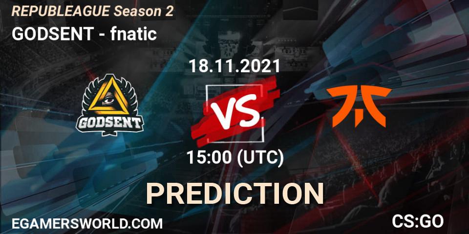 GODSENT vs fnatic: Match Prediction. 18.11.21, CS2 (CS:GO), REPUBLEAGUE Season 2