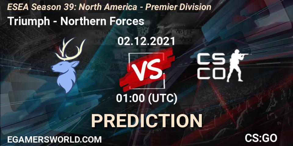 Triumph vs Northern Forces: Match Prediction. 06.12.21, CS2 (CS:GO), ESEA Season 39: North America - Premier Division