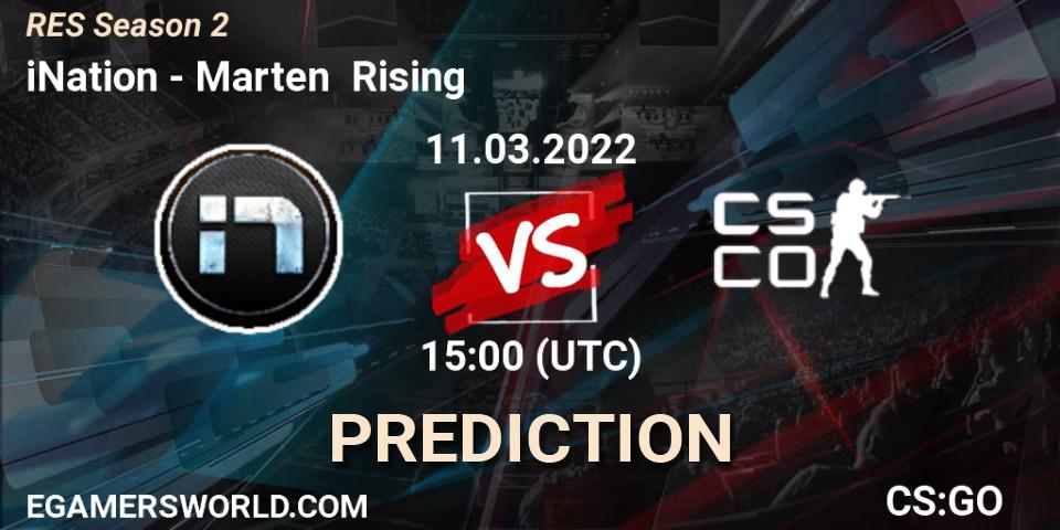iNation vs Marten Rising: Match Prediction. 11.03.2022 at 15:00, Counter-Strike (CS2), RES Season 2