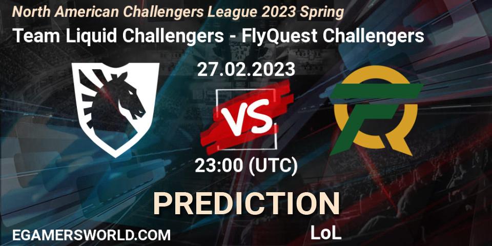Team Liquid Challengers vs FlyQuest Challengers: Match Prediction. 27.02.2023 at 23:00, LoL, NACL 2023 Spring - Group Stage