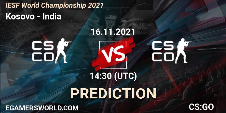 Team Kosovo vs Team India: Match Prediction. 16.11.2021 at 14:45, Counter-Strike (CS2), IESF World Championship 2021
