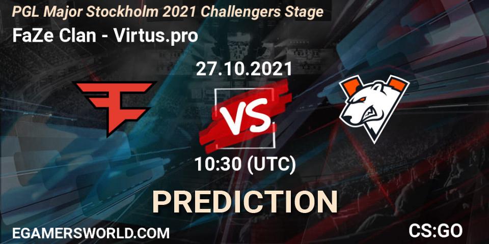 FaZe Clan vs Virtus.pro: Match Prediction. 27.10.21, CS2 (CS:GO), PGL Major Stockholm 2021 Challengers Stage