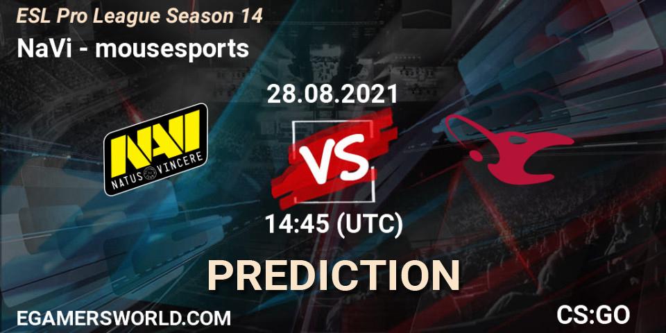 NaVi vs mousesports: Match Prediction. 28.08.2021 at 16:00, Counter-Strike (CS2), ESL Pro League Season 14
