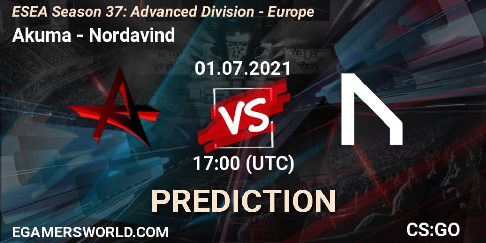 Akuma vs Nordavind: Match Prediction. 01.07.2021 at 17:00, Counter-Strike (CS2), ESEA Season 37: Advanced Division - Europe