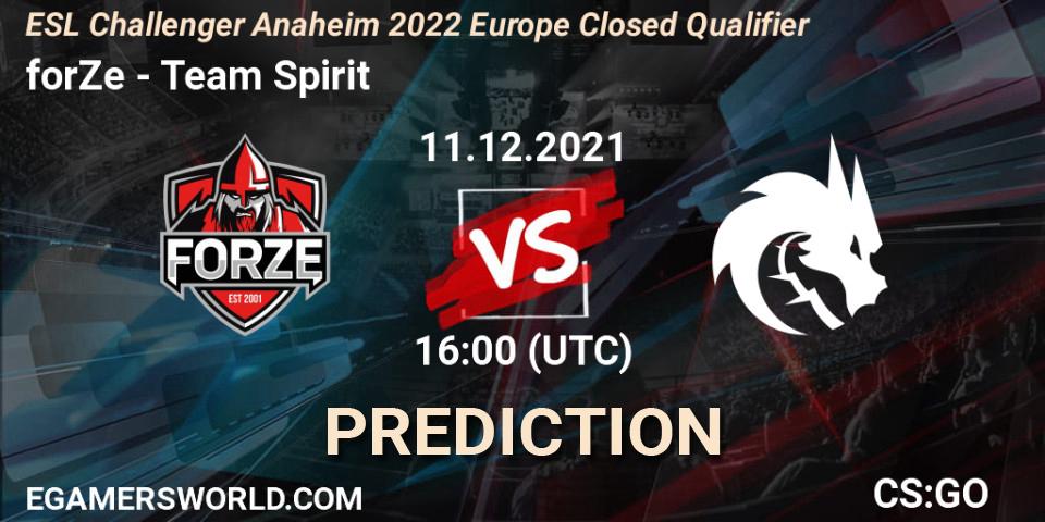 forZe vs Team Spirit: Match Prediction. 11.12.2021 at 16:00, Counter-Strike (CS2), ESL Challenger Anaheim 2022 Europe Closed Qualifier