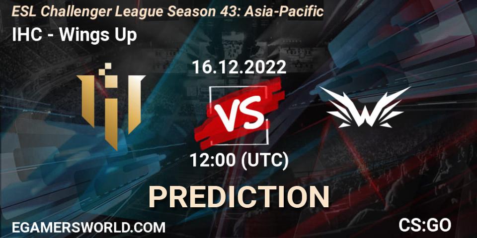 IHC vs Wings Up: Match Prediction. 16.12.2022 at 12:00, Counter-Strike (CS2), ESL Challenger League Season 43: Asia-Pacific