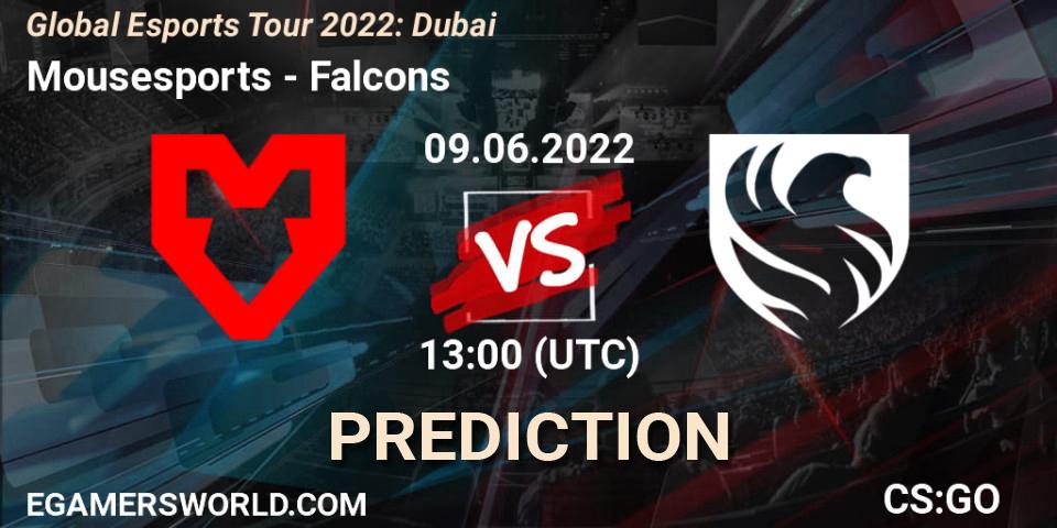 Mousesports vs Falcons: Match Prediction. 09.06.2022 at 14:55, Counter-Strike (CS2), Global Esports Tour 2022: Dubai