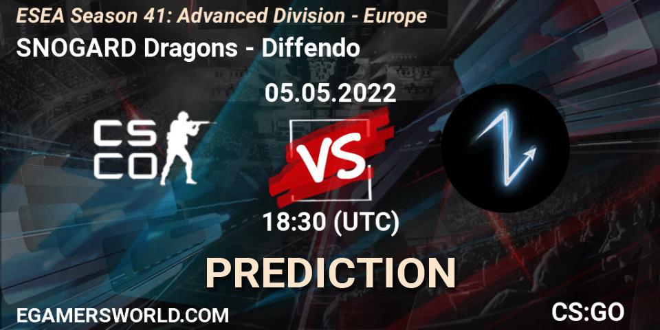 SNOGARD Dragons vs Diffendo: Match Prediction. 05.05.2022 at 18:30, Counter-Strike (CS2), ESEA Season 41: Advanced Division - Europe