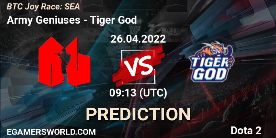 Army Geniuses vs Tiger God: Match Prediction. 26.04.2022 at 09:13, Dota 2, BTC Joy Race: SEA