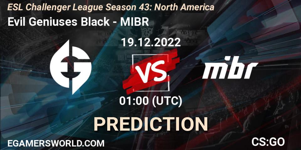 Evil Geniuses Black vs MIBR: Match Prediction. 19.12.22, CS2 (CS:GO), ESL Challenger League Season 43: North America