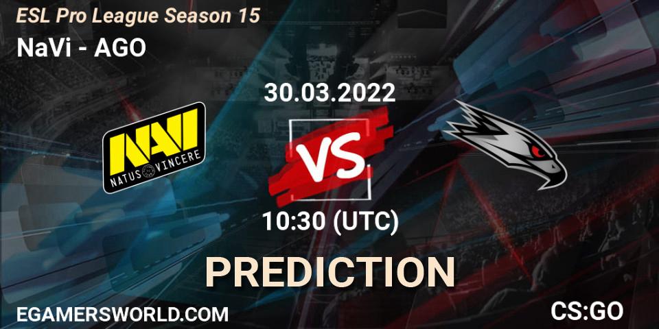 NaVi vs AGO: Match Prediction. 30.03.22, CS2 (CS:GO), ESL Pro League Season 15