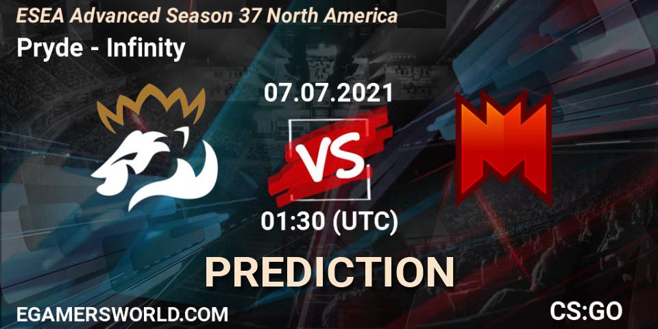 Pryde vs Infinity: Match Prediction. 07.07.2021 at 01:30, Counter-Strike (CS2), ESEA Season 37: Advanced Division - North America