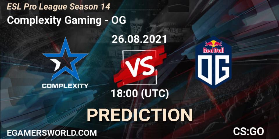 Complexity Gaming vs OG: Match Prediction. 26.08.21, CS2 (CS:GO), ESL Pro League Season 14