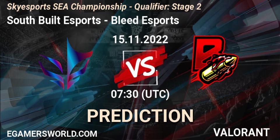 South Built Esports vs Bleed Esports: Match Prediction. 15.11.2022 at 07:30, VALORANT, Skyesports SEA Championship - Qualifier: Stage 2