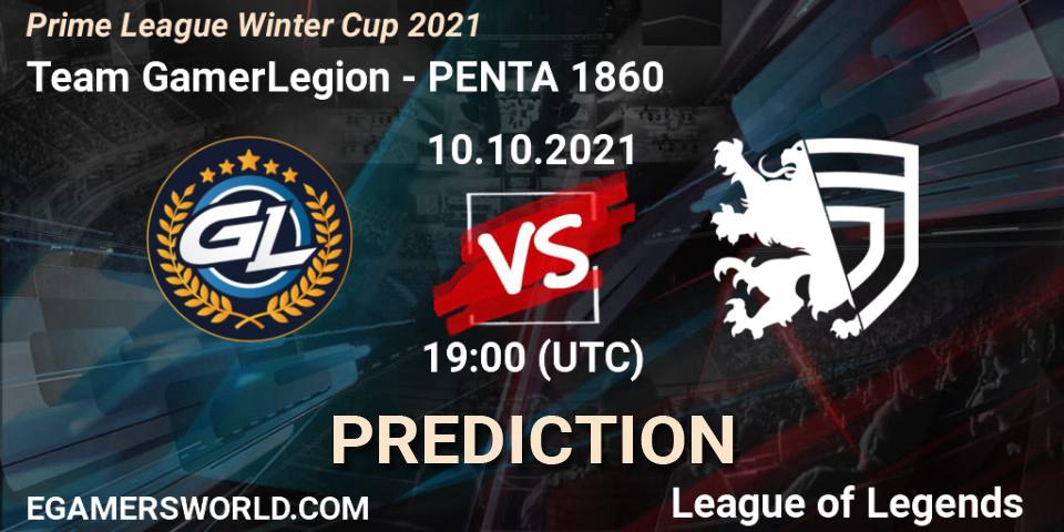Team GamerLegion vs PENTA 1860: Match Prediction. 10.10.2021 at 19:00, LoL, Prime League Winter Cup 2021