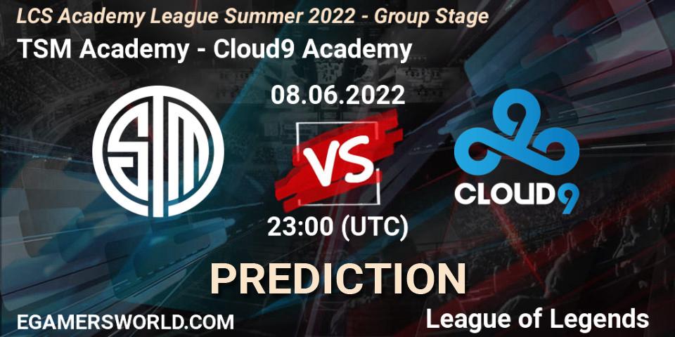 TSM Academy vs Cloud9 Academy: Match Prediction. 08.06.2022 at 22:15, LoL, LCS Academy League Summer 2022 - Group Stage