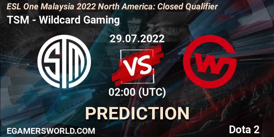 TSM vs Wildcard Gaming: Match Prediction. 29.07.22, Dota 2, ESL One Malaysia 2022 North America: Closed Qualifier