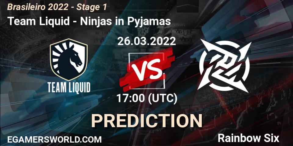 Team Liquid vs Ninjas in Pyjamas: Match Prediction. 26.03.2022 at 17:00, Rainbow Six, Brasileirão 2022 - Stage 1