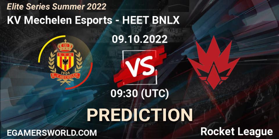 KV Mechelen Esports vs HEET BNLX: Match Prediction. 09.10.2022 at 09:30, Rocket League, Elite Series Summer 2022