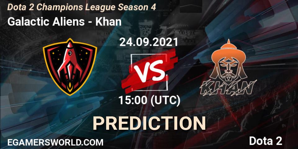 Galactic Aliens vs Khan: Match Prediction. 30.09.2021 at 15:01, Dota 2, Dota 2 Champions League Season 4