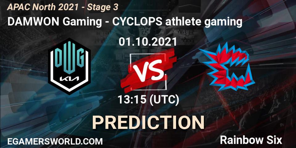 DAMWON Gaming vs CYCLOPS athlete gaming: Match Prediction. 01.10.2021 at 13:15, Rainbow Six, APAC North 2021 - Stage 3
