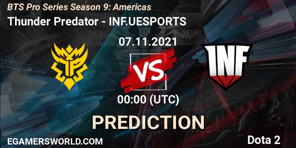 Thunder Predator vs INF.UESPORTS: Match Prediction. 06.11.21, Dota 2, BTS Pro Series Season 9: Americas