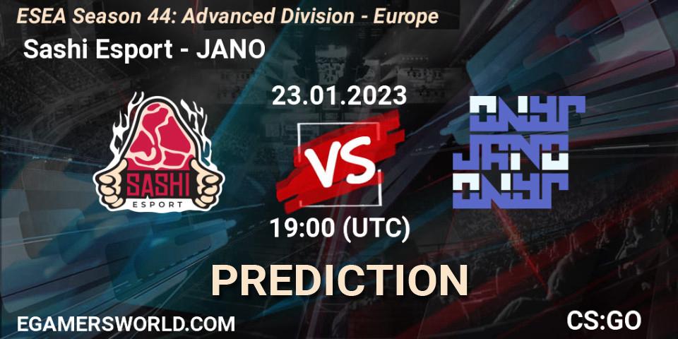  Sashi Esport vs JANO: Match Prediction. 31.01.2023 at 16:00, Counter-Strike (CS2), ESEA Season 44: Advanced Division - Europe