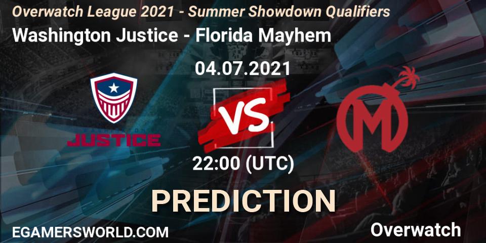 Washington Justice vs Florida Mayhem: Match Prediction. 04.07.21, Overwatch, Overwatch League 2021 - Summer Showdown Qualifiers