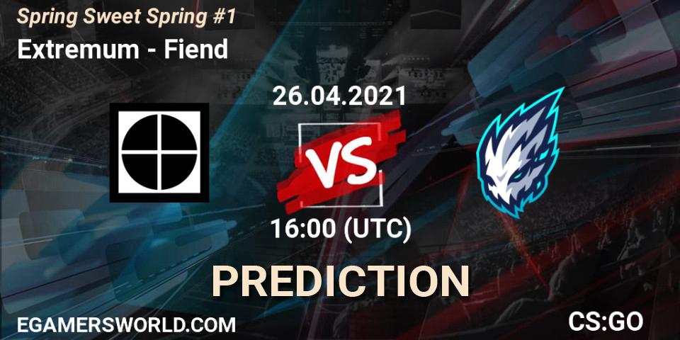 Extremum vs Fiend: Match Prediction. 26.04.2021 at 16:20, Counter-Strike (CS2), Spring Sweet Spring #1