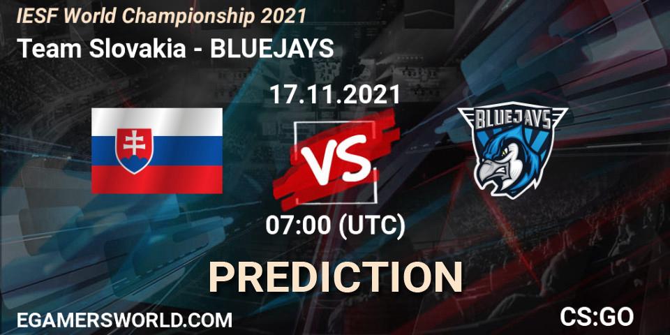 Team Slovakia vs BLUEJAYS: Match Prediction. 17.11.21, CS2 (CS:GO), IESF World Championship 2021