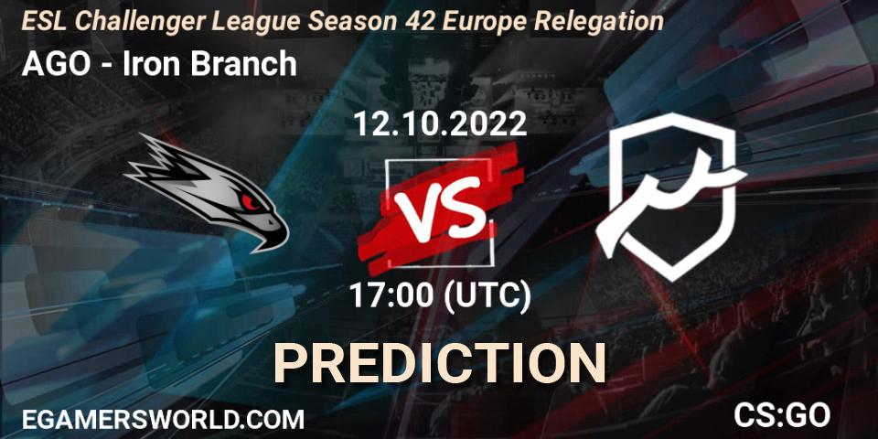 AGO vs Iron Branch: Match Prediction. 12.10.2022 at 17:00, Counter-Strike (CS2), ESL Challenger League Season 42 Europe Relegation