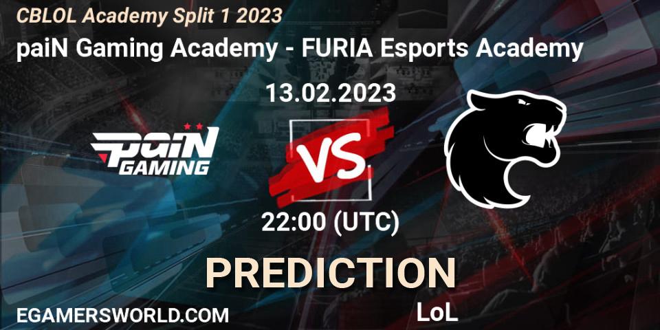 paiN Gaming Academy vs FURIA Esports Academy: Match Prediction. 13.02.2023 at 22:00, LoL, CBLOL Academy Split 1 2023