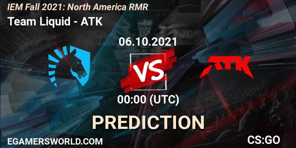 Team Liquid vs ATK: Match Prediction. 06.10.2021 at 00:15, Counter-Strike (CS2), IEM Fall 2021: North America RMR
