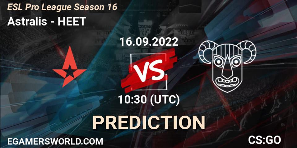 Astralis vs HEET: Match Prediction. 16.09.2022 at 10:30, Counter-Strike (CS2), ESL Pro League Season 16