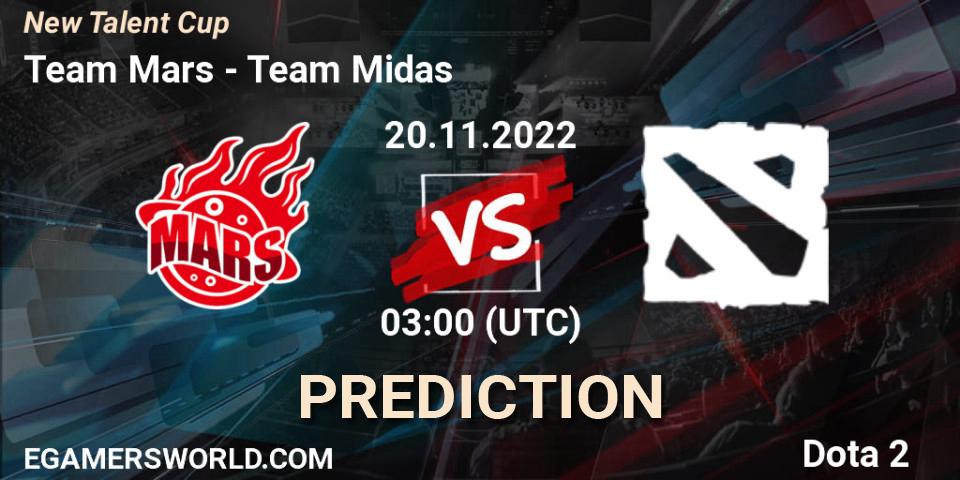 Team Mars vs Team Midas: Match Prediction. 20.11.2022 at 03:15, Dota 2, New Talent Cup
