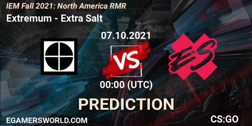 Extremum vs Extra Salt: Match Prediction. 07.10.2021 at 00:25, Counter-Strike (CS2), IEM Fall 2021: North America RMR