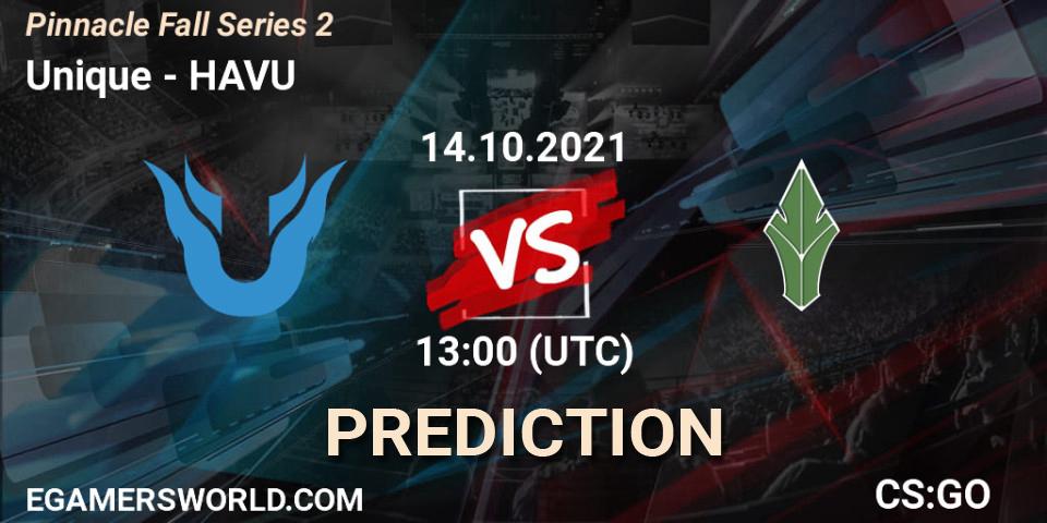 Unique vs HAVU: Match Prediction. 14.10.2021 at 13:20, Counter-Strike (CS2), Pinnacle Fall Series #2