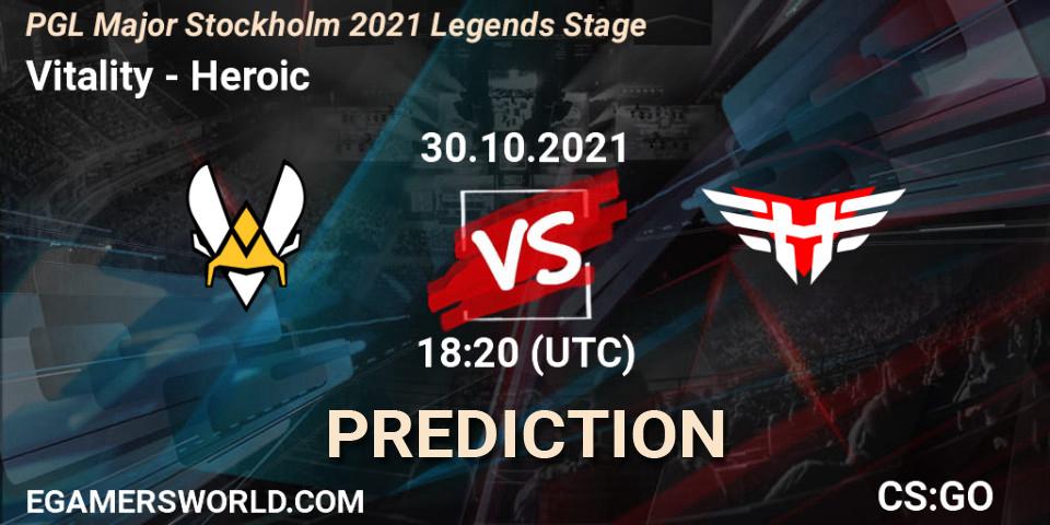 Vitality vs Heroic: Match Prediction. 30.10.2021 at 18:15, Counter-Strike (CS2), PGL Major Stockholm 2021 Legends Stage